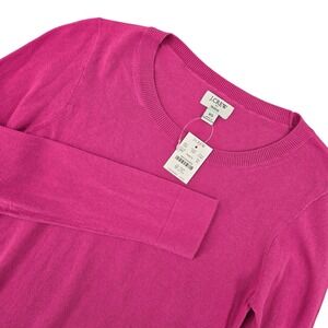 J.Crew NWT XS Teddie Sweater Women Pink Cotton Crewneck L1561 Preppy Classic